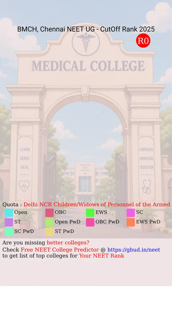 bhaarath medical college and hospital chennai tamil nadu ug neet all india counseling delhi ncr children widows of personnel of the armed forces cw ip quota cutoff rank 2025 infograph