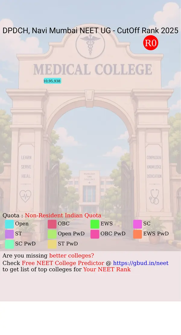 dr dy patil dental college and hospital navi mumbai maharashtra ug neet all india counseling non resident indian quota cutoff rank 2025 infograph