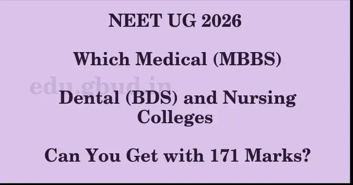 This image shows the estimated Rank for the neet ug mark 171 graphically