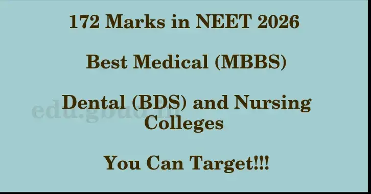 This image shows the estimated Rank for the neet ug mark 172 graphically