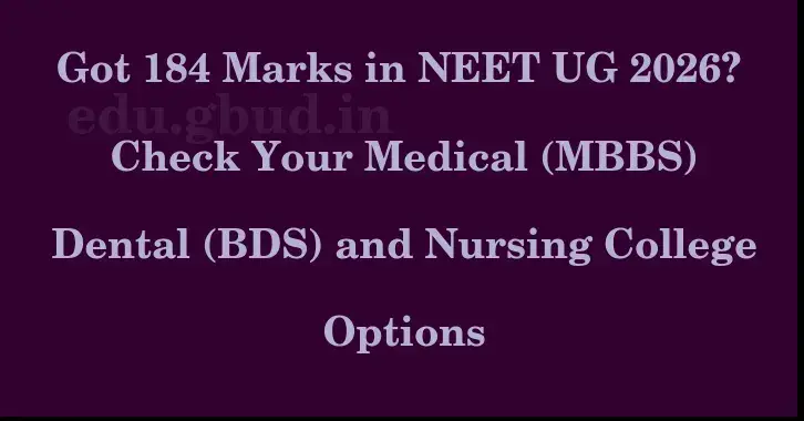 This image shows the estimated Rank for the neet ug mark 184 graphically