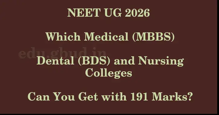 This image shows the estimated Rank for the neet ug mark 191 graphically