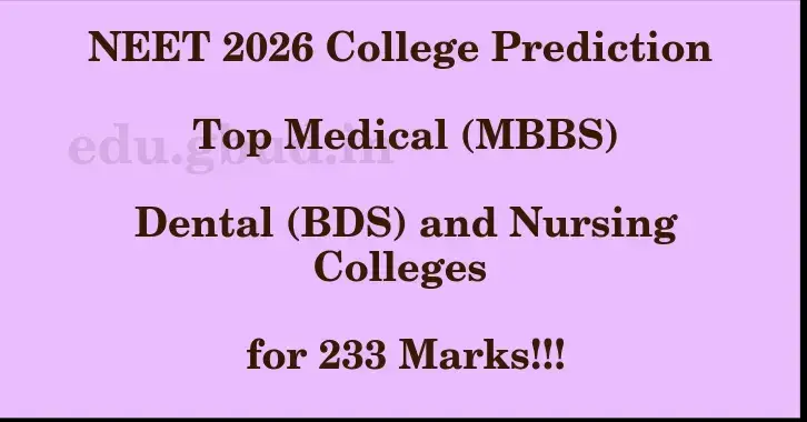 This image shows the estimated Rank for the neet ug mark 233 graphically