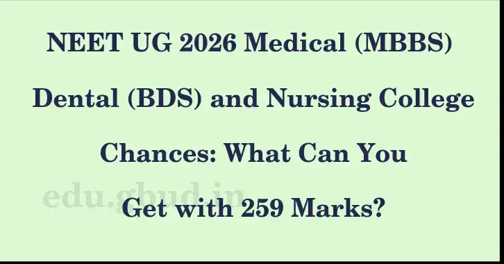 This image shows the estimated Rank for the neet ug mark 259 graphically