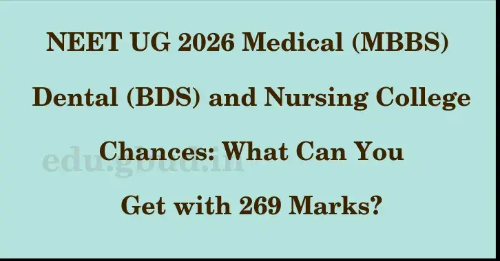 This image shows the estimated Rank for the neet ug mark 269 graphically