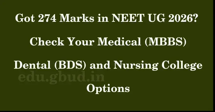 This image shows the estimated Rank for the neet ug mark 274 graphically