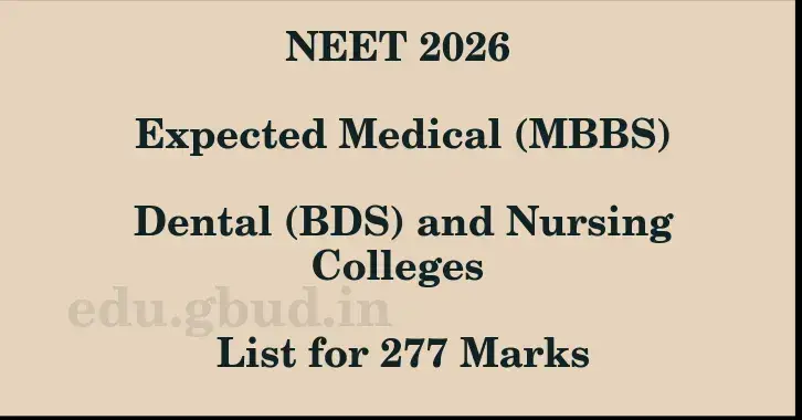 This image shows the estimated Rank for the neet ug mark 277 graphically