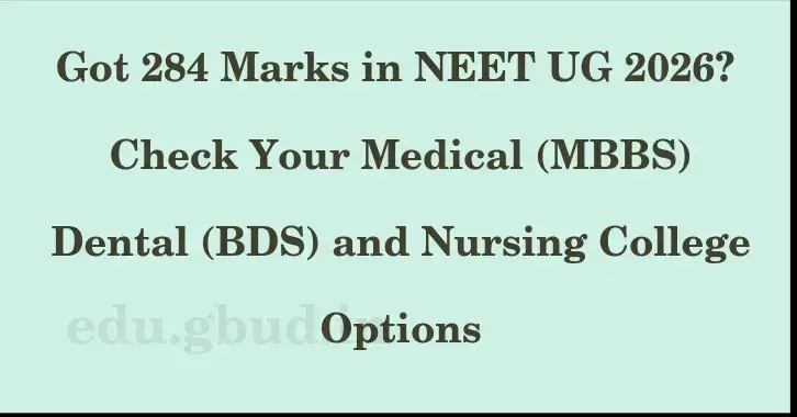 This image shows the estimated Rank for the neet ug mark 284 graphically