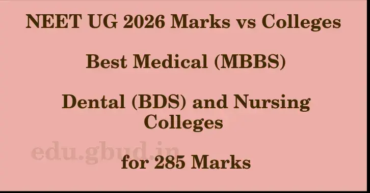 This image shows the estimated Rank for the neet ug mark 285 graphically