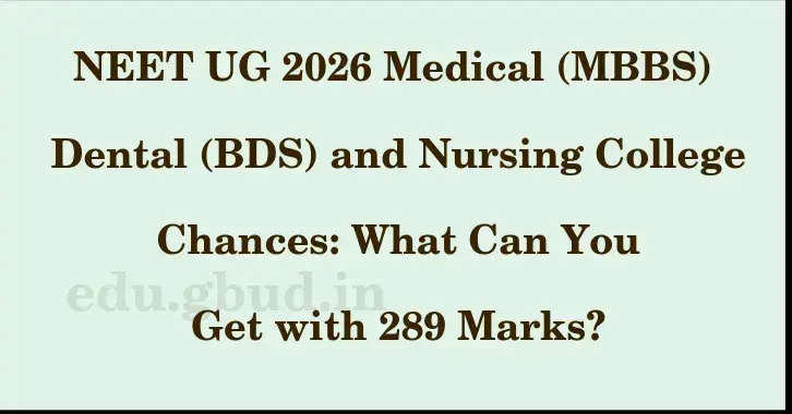 This image shows the estimated Rank for the neet ug mark 289 graphically