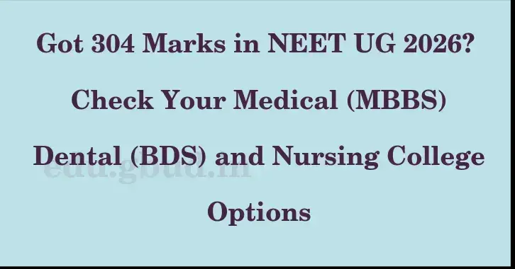 This image shows the estimated Rank for the neet ug mark 304 graphically
