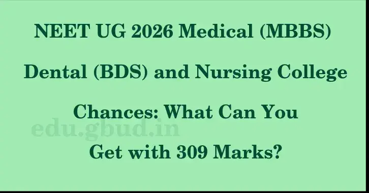 This image shows the estimated Rank for the neet ug mark 309 graphically