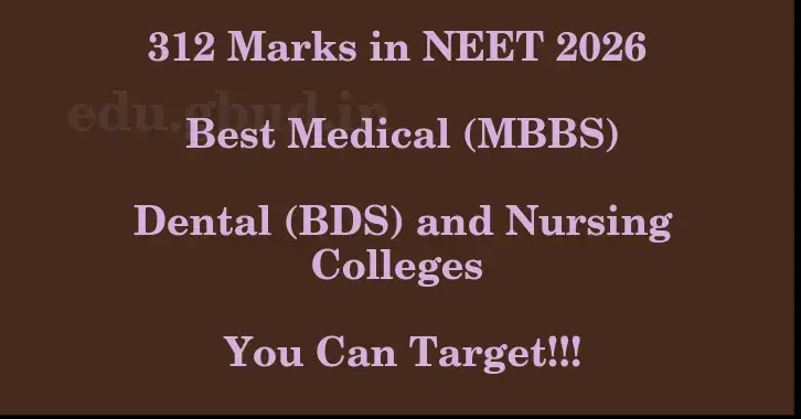 This image shows the estimated Rank for the neet ug mark 312 graphically