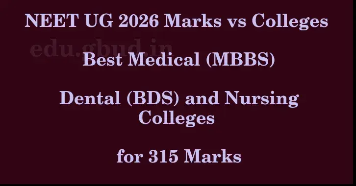 This image shows the estimated Rank for the neet ug mark 315 graphically