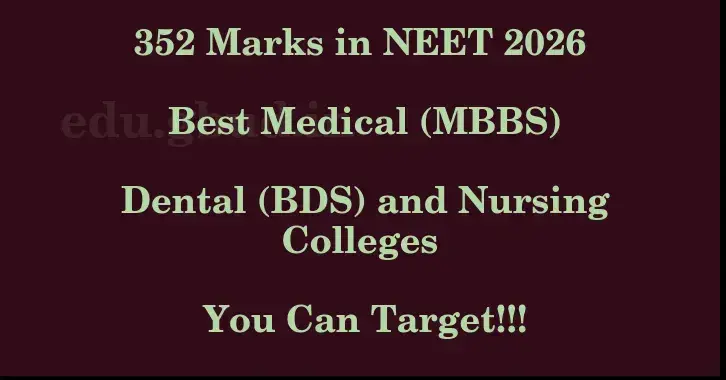 This image shows the estimated Rank for the neet ug mark 352 graphically