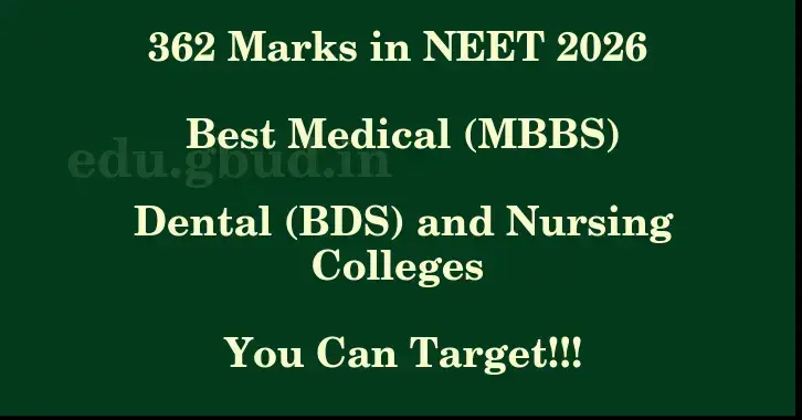 This image shows the estimated Rank for the neet ug mark 362 graphically