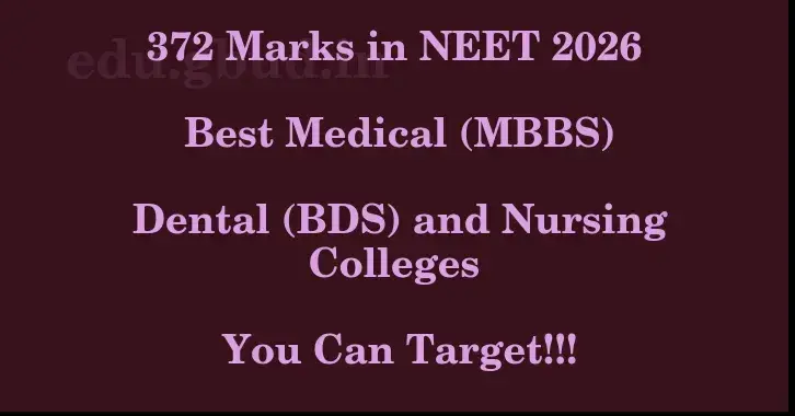 This image shows the estimated Rank for the neet ug mark 372 graphically
