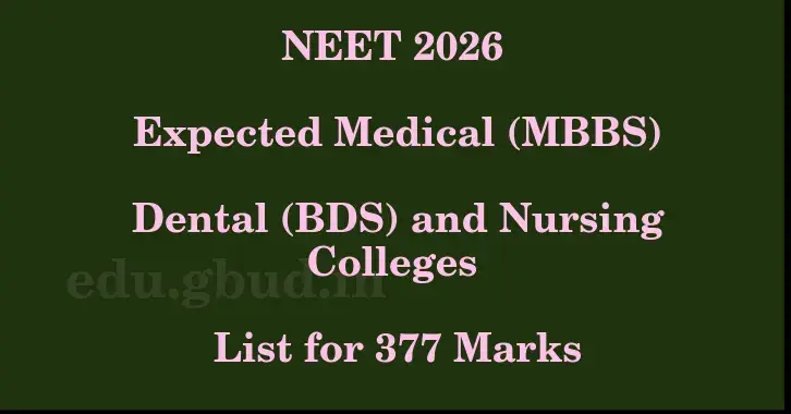 This image shows the estimated Rank for the neet ug mark 377 graphically
