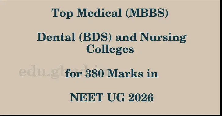 This image shows the estimated Rank for the neet ug mark 380 graphically