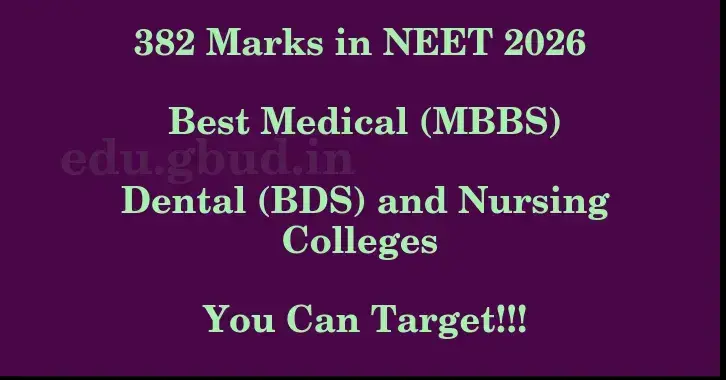 This image shows the estimated Rank for the neet ug mark 382 graphically