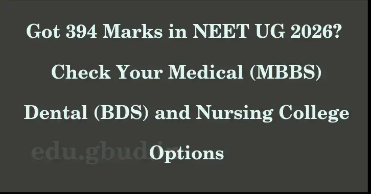 This image shows the estimated Rank for the neet ug mark 394 graphically