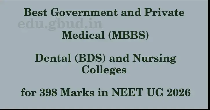 This image shows the estimated Rank for the neet ug mark 398 graphically