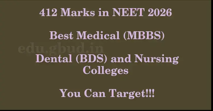This image shows the estimated Rank for the neet ug mark 412 graphically