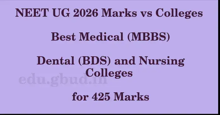 This image shows the estimated Rank for the neet ug mark 425 graphically