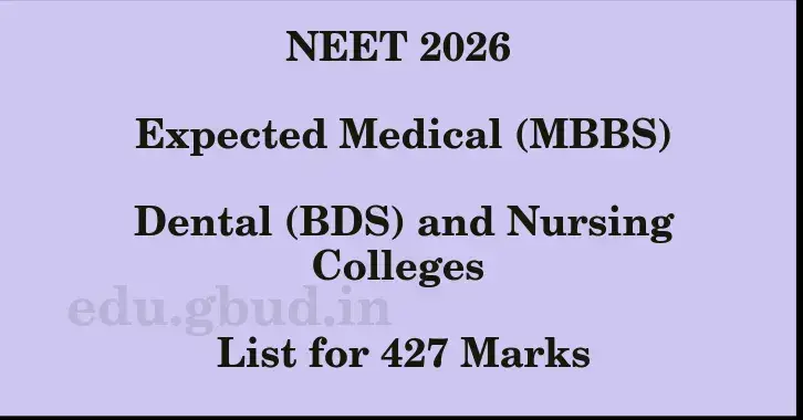 This image shows the estimated Rank for the neet ug mark 427 graphically