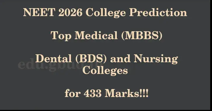This image shows the estimated Rank for the neet ug mark 433 graphically