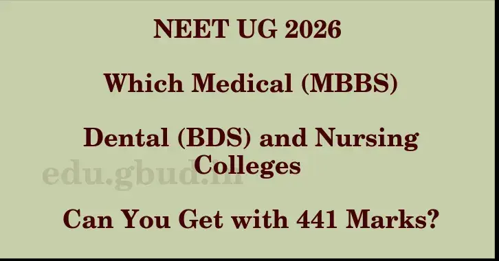 This image shows the estimated Rank for the neet ug mark 441 graphically