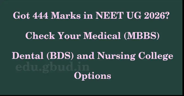 This image shows the estimated Rank for the neet ug mark 444 graphically