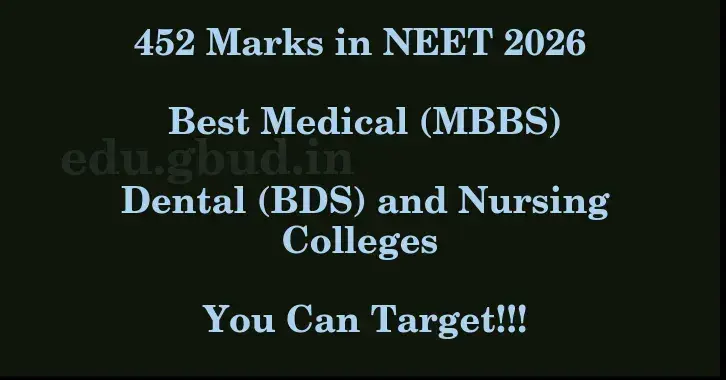 This image shows the estimated Rank for the neet ug mark 452 graphically