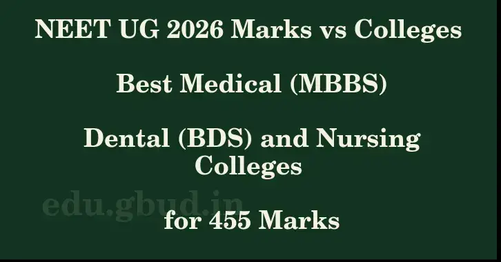 This image shows the estimated Rank for the neet ug mark 455 graphically