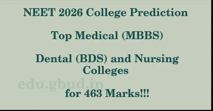 This image shows the estimated Rank for the neet ug mark 463 graphically