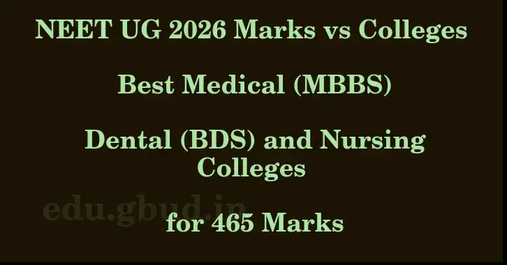 This image shows the estimated Rank for the neet ug mark 465 graphically