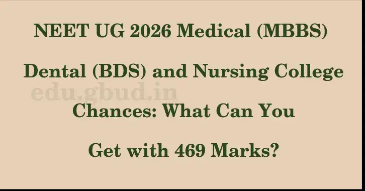 This image shows the estimated Rank for the neet ug mark 469 graphically