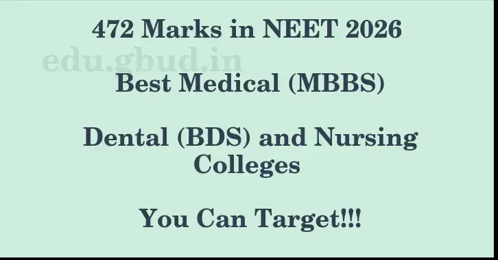 This image shows the estimated Rank for the neet ug mark 472 graphically