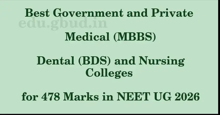 This image shows the estimated Rank for the neet ug mark 478 graphically
