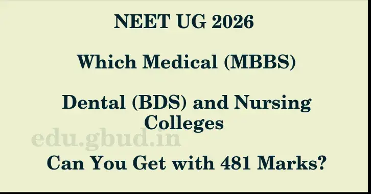 This image shows the estimated Rank for the neet ug mark 481 graphically