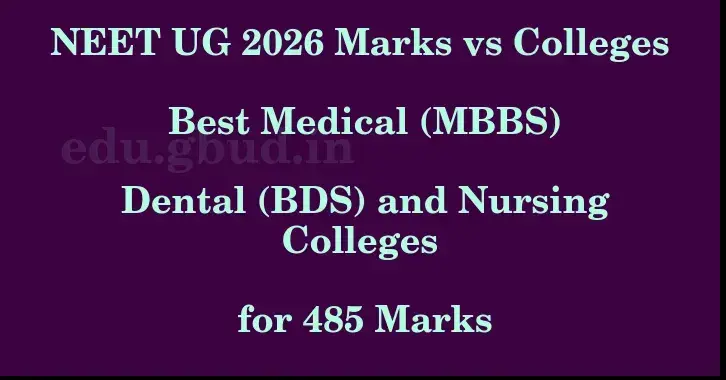 This image shows the estimated Rank for the neet ug mark 485 graphically