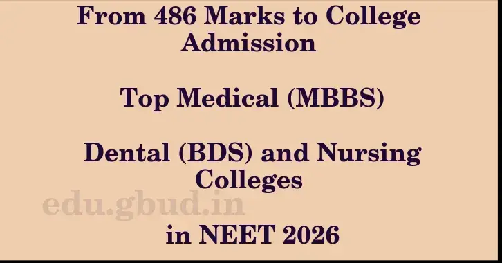 This image shows the estimated Rank for the neet ug mark 486 graphically