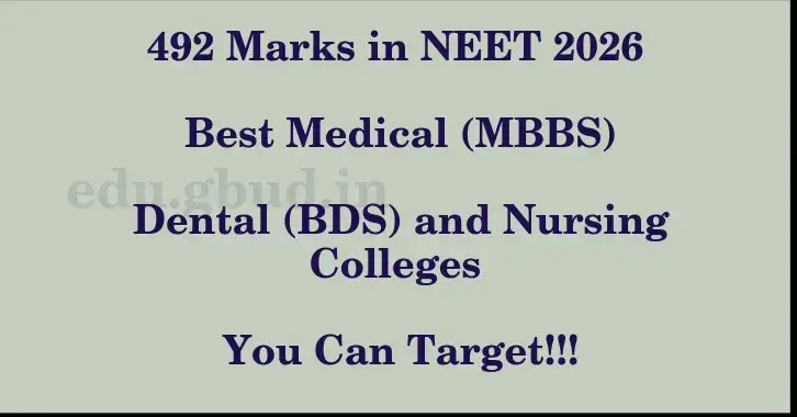 This image shows the estimated Rank for the neet ug mark 492 graphically