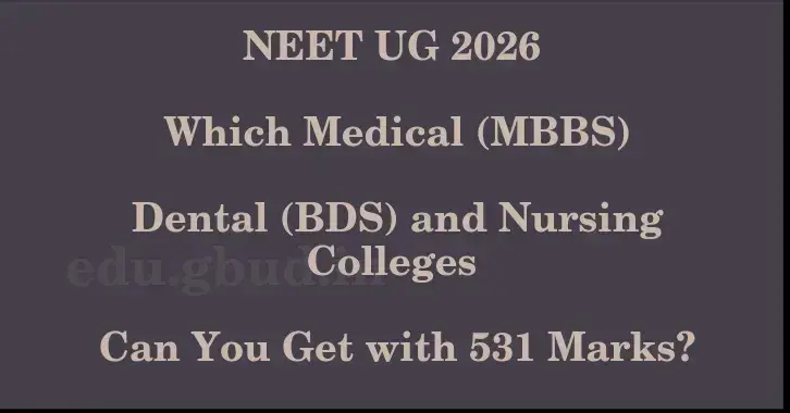 This image shows the estimated Rank for the neet ug mark 531 graphically