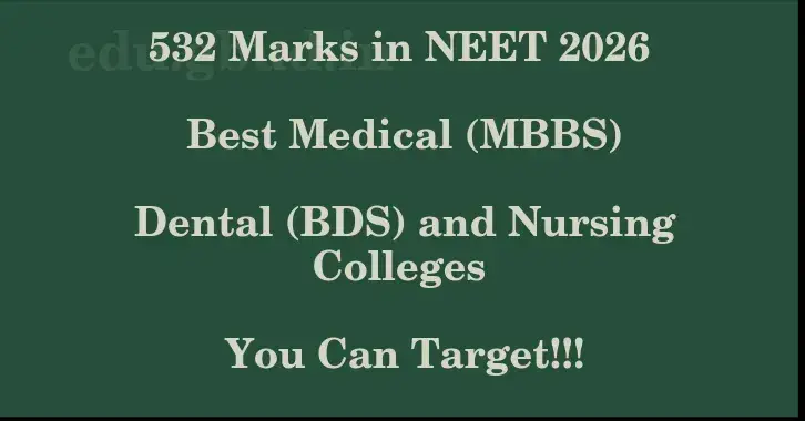 This image shows the estimated Rank for the neet ug mark 532 graphically