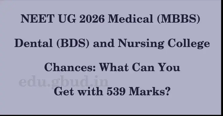 This image shows the estimated Rank for the neet ug mark 539 graphically