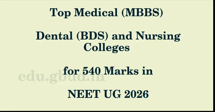 This image shows the estimated Rank for the neet ug mark 540 graphically