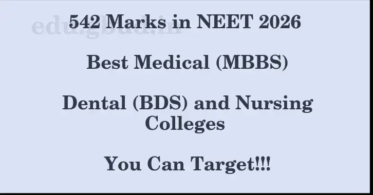 This image shows the estimated Rank for the neet ug mark 542 graphically