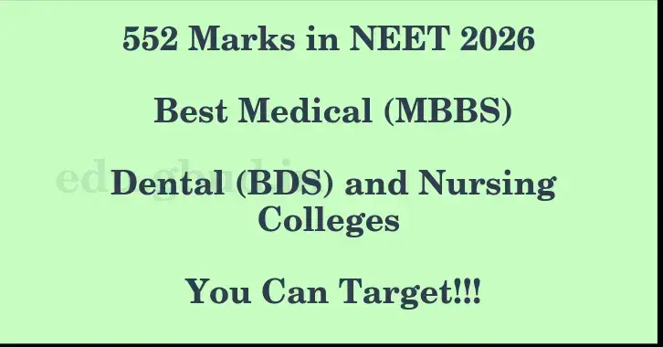 This image shows the estimated Rank for the neet ug mark 552 graphically