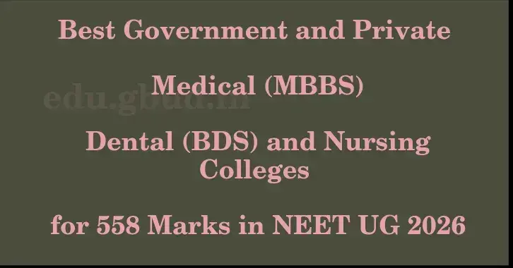 This image shows the estimated Rank for the neet ug mark 558 graphically